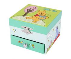 Trousselier - DISNEY - Winnie Der Pooh - Pu der Bär - Schatztruhe & Musikschmuckdose - Spieluhr - Ideales Kindergeschenk - Musik Wiegenlied von Brahms - Farbe grün