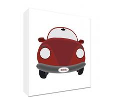 Feel Good Art Kunstdruck auf Leinwand, Motiv Auto Pequeño - 25 x 25 x 4 cm rot/weiß