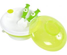 Bieco 79000100 Warmhaltetellerset Mit Deckel, Gabel Und Löffel, grün