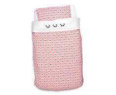 Panda Bettwäsche Bettdeckenbezug 100x135 cm und Kopfkissenbezug 40x60 cm, koralle