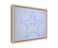 Feel Good Art eco-printed und gerahmt Kinderzimmer Leinwand, die Solide natur Holzrahmen (34 x 24 x 3 cm, klein, weich Blau, nicht alle Sterne gehören zu den Himmel)