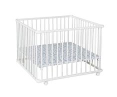 Geuther - Laufgitter Belami +, TÜV geprüft, höhenverstellbarer Laufstall, zerlegbar, gepolsterter Boden, Teppichrollen, 97 x 97 cm, weiß, Monster