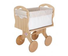 Allerhand N073 Stubenwagen, multifunktionaler, 824 x 572 x 1075 mm, 15, 10 kg, Material Buche und Sperrholz, natur lackiert, inklusive 5 Teilige Bettwäsche