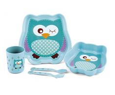 lulabi 3195 Eule Set Geschirr, hellblau