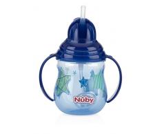 Nuby Designer Series No Spill Flip N Sip, Becher mit zwei Griffen und beschwertem Strohhalm, 255 ml. Menge: 1. Farben können variieren.