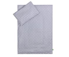 LULANDO Bettwäsche Kinderbettwäsche Bettset 2-teilig Kissenbezug und Bettbezug. Oberstoff 100% Baumwolle. Passend für Kinderbetten 70x140 cm. Farbe: Grey Clouds / Stars Grey