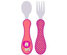 LÄSSIG Kinderbesteck Set 2-teilig Löffel Gabel Edelstahl Kunststoffgriff/Cutlery Wildlife Löwe
