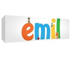 Little Helper EMIL1542-15DE Leinwanddruck Personalisiert, Neu und Aufgespannt auf Keilrahmen, Jungennamen, 15 x 42 x 4 cm, klein