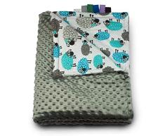 1buy3 MINKY Babydecke gefüttert |Plüschdecke |Krabbeldecke |Kuscheldecke 75 x 100 cm (Grau + Schafe)