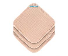 LÄSSIG Muslin Waschlappen Baumwolle 3er Set/Wash Cloth light pink