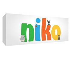 Little Helper NIKO1542-15DE Leinwanddruck Personalisiert mit Jungennamen, Niko, Klein, 15 x 42 x 4 cm