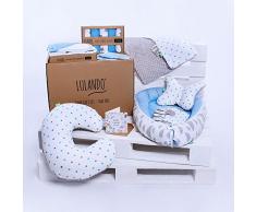 LULANDO Baby Geschenkset Geschenkbox Erstausstattung für Neugeborene und Babys. In zwei Varianten erhältlich: Groß (10-teilig) oder Klein (8-teilig). Mit dem Standard 100 von Öko-Tex.