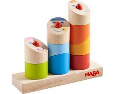 HABA 303711 - Steckspiel Schräge Typen | Holzspielzeug aus 10 Teilen mit 3 lustigen Köpfen zum Zusammenbauen | Spielzeug ab 18 Monaten