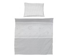 roba Wiegenbettwäsche 2-tlg, Wiegenset Kollektion Glücksengel grau, Baby Bettwäsche 80x80 (Decke & Kissen), 100% Baumwolle