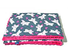 Pepi Leti 685843716839 Verliebt in Mäuse-Kuscheldecke Fuchsie Minky, Babydecke, Kinderdecke, 100 x 75 cm Decke, mehrfarbig