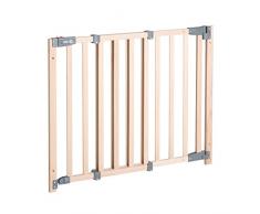 roba Türschutzgitter Safety Up, barrierefreies Holz-Schutzgitter mit Ampelfunktion für Tür und Treppe, Massivholz Buche, Verstellbreite 70 – 118,5 cm, Türschutzgitter für Kinder und Haustiere