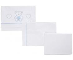 ITALBABY Plüsch Wiege Bettlaken-Set, hellblau, 3-teilig
