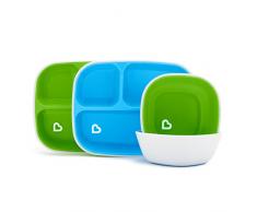 Munchkin Splash Kinderteller und Schalen-Set, blau/grün, 4-teilig