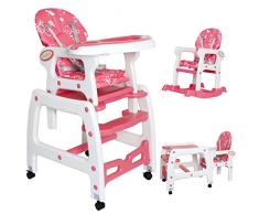 Seelux beweglicher 3 in 1 Multi Kinderhochstuhl mit Schaukelfunktion, Rollen mit Bremse, verstellbar (Pink)