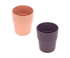 LÄSSIG Kinder Becher 2er Set Trinkbecher Set Kindergeschirr/Mug Set Uni pfirsich/pflaume