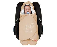 ByBoom® - Einschlagdecke für die Übergangszeit und Sommer für Babyschale, Autokindersitz, z.B. Maxi-Cosi, Römer, für Kinderwagen, Buggy, Babytrage, z.B. Manduca, Babybett, Farbe:Beige