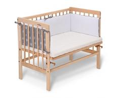 FabiMax 3836 Beistellbett BASIC natur, inkl. Matratze CLASSIC und Nestchen Sterne groß, weiß
