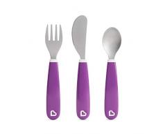 Munchkin 012508 Splash Besteckset für Kleinkinder, mit Gabel, Messer und Löffel, violett