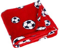 Playshoes Unisex Baby Bekleidungsset Fleecedecke, Babydecke, Kuscheldecke Fußball, Oeko - Tex Standard 100, Gr. One size (Herstellergröße: 100x150cm), Rot (rot 8)