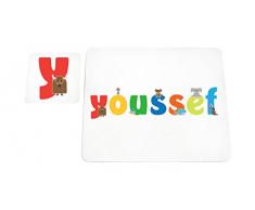 Little Helper lhv-youssef-coasterandplacemat-15it Untersetzer und Platzsets mit Poliert, Individuelle Jungen Namen Youssef, mehrfarbig, 21 x 30 x 2 cm