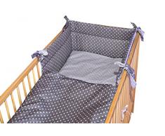 Cosing 332-032-145 Kinder Wendebettwäsche Set Sleeplease Baumwolle 3 Teilig - Punkte, grau