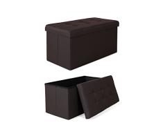 dibea SO00467, Sitzhocker faltbar, Leinen, 80 L, Bank 76 x 38 x 38 cm braun, Max 300 kg