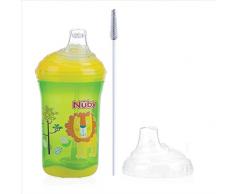 Nuby ID10348 Trainings Becher mit Strohhalm und Mundstück, auslaufsicher, 300 ml