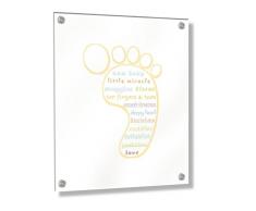 Feel Good Art Wand montiert Acryl Rahmen mit Stand-Off Schrauben (40 x 30 x 0,6 cm, Medium, Mehrfarbig, Fußabdruck/Neugeborene Geschenk/Kindergarten Dekor)