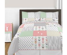 Sweet Jojo Designs Bettwäsche-Set für Mädchen, 3-teilig, Korallenrot und Grau