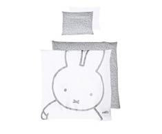 roba Wiegenset 2-tlg, Kollektion „miffy“, Wiegenbettwäsche 80x80 cm, Wendebettwäsche, 100% Baumwolle, Bettbezug: 80x80 & Kissenbezug 40x35 cm