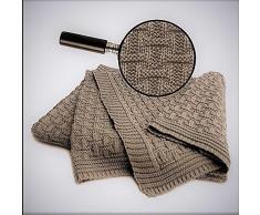 SonnenStrick 3009002 Babydecke/Kuscheldecke/Strickdecke aus 100% Bio Baumwolle kba Made in Germany, 100 x 90 cm, taupe