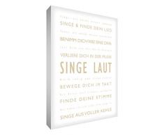 Little Helper SL128-01RG Feel Good Art Wandschmuck Leinwand im modernen typographischen Stil Singe Laut, 30 x 20 cm, beige mit weiß