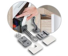 reer Schrank-Sicherung und Schubladen-Sicherung DesignLine 2 Stück, zum kleben oder schrauben, unsichtbar, vom schwäbischen Kindersicherheitsexperten, anthrazit