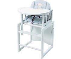 roba Kombi-Hochstuhl, Baby- & Kinderhochstuhl mit verstellbarem Essbrett wandelbar zu Tisch & Stuhl, Holz Hochstuhl weiß, inkl. Sitzverkleinerer Heartbreaker