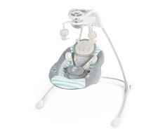 Ingenuity, Babyschaukel Landry Löwe mit mehr als 16 Melodien, Lichtern, 2 Neigewinkeln, herausnehmbarem Polster, Smartphone-Funktion, zusammenklappbarem Rahmen und Netzteil