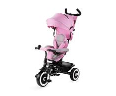 Kinderkraft Dreirad ASTON, Kinderdreirad, Jogger, mit Zubehör, Dachfenster, Sicherheitsgurte, Zwei Lenker, Freilaufrad, Schubstange, ab 9 Monate bis 5 Jahre, Bequemer Sitz, Rosa