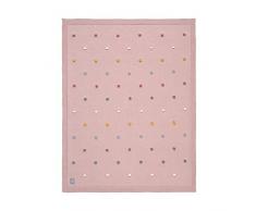 LÄSSIG Babystrickdecke Kuscheldecke Babydecke gestrickt 100% Bio Baumwolle GOTS/ Dots dusty pink