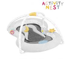 Badabulle Krabbeldecke Moonlight, Activity Nest inkl. Neugeboreneneinsatz & Spielbogen, grau