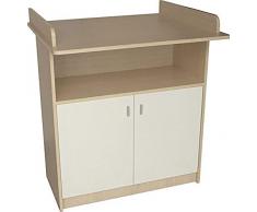roba schmale Wickelkommode Lena inkl. Wickelansatz, Kinderzimmer Kommode mit zwei Türen und einem offenen Fach, Wickelhöhe 90 cm, Ahorn/weiß