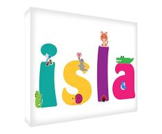 Feel Good Art Galerie verpackt Leinwandbild für Kinderzimmer, die Solide Front-Panel, den Namen Cute Illustrationen und personalisiert mit Girl (20 x 30 x 4 cm, klein, Isla)