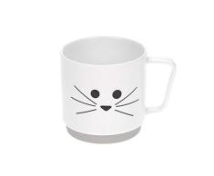 LÄSSIG Tasse Porzellan Kindertasse Trinkbecher mit Silikonring rutschfest Kindergeschirr/ Little Chums Cat