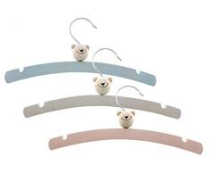 Hess Holzspielzeug 10128444 Kleiderbügel für Babykleidung, aus Holz, mit Teddy Motiv, ca. 26 x 12 cm, 6er Set, mehrfarbig, 300 g