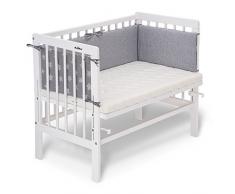 FabiMax 3899 Beistellbett BASIC weiß, inkl. Matratze COMFORT und Nestchen Sterne groß, grau