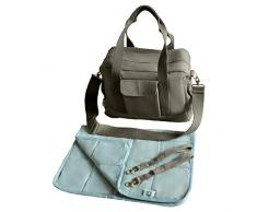 Wickeltasche aus organischem Leinen, mit Kinderwagengurten und Wickelauflage