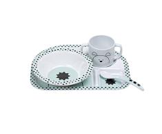 LÄSSIG Kindergeschirr Set mit Schüssel Tasse Löffel Teller rutschfest Melamin/Dish Set Little Chums Dog, mint